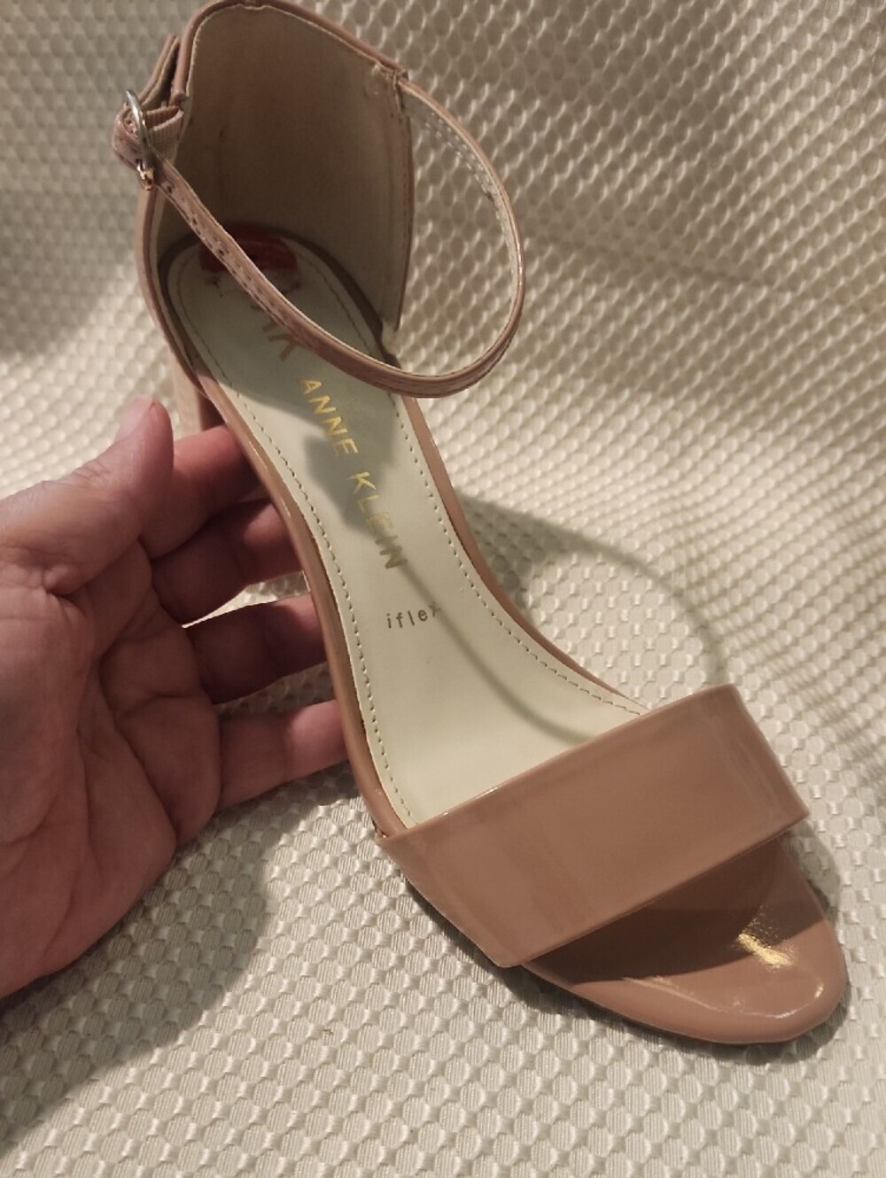 Anne Klein Blush Patent Ankle-Strap Block Heels - Picture 4 of 15